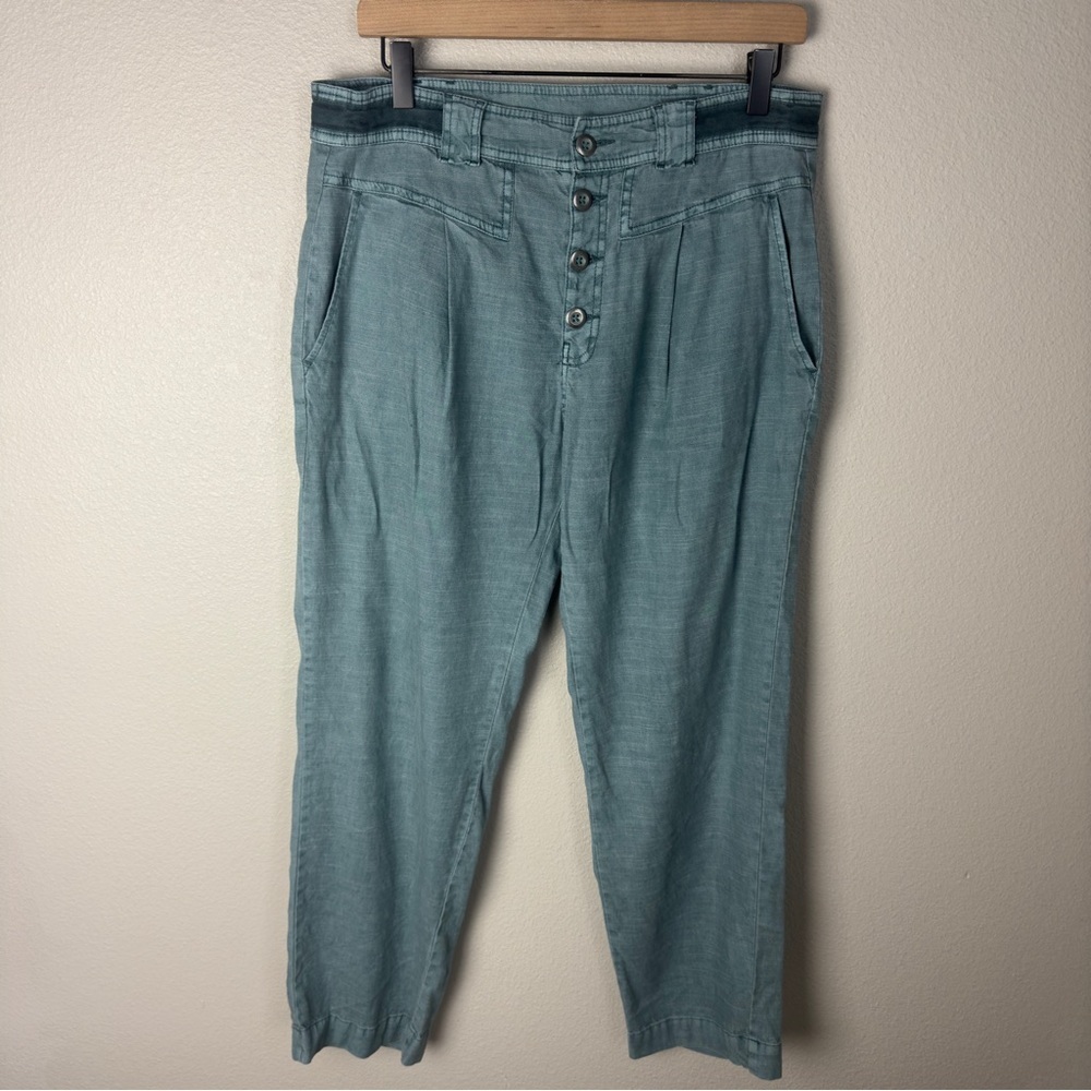 Sundance High-Rise Button Front Linen Pants